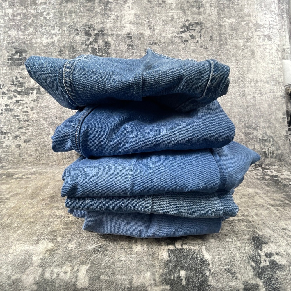 Vtg JC Penney Mens 10 Lbs Scrap Denim‎ Lot Blue Jeans USA Made Crafting Upcycle